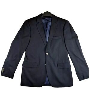Nautica Mens Two Button Suit Jacket Blue Notch Lapel Pockets Lined Blazer 38 R